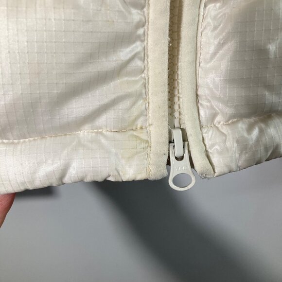 Womens J Crew Down Filled Puffer Jacket Cream Zip Up L Flaw - Picture 8 of 13